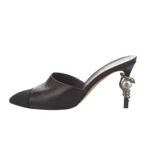 Chanel black pearl snake heels
